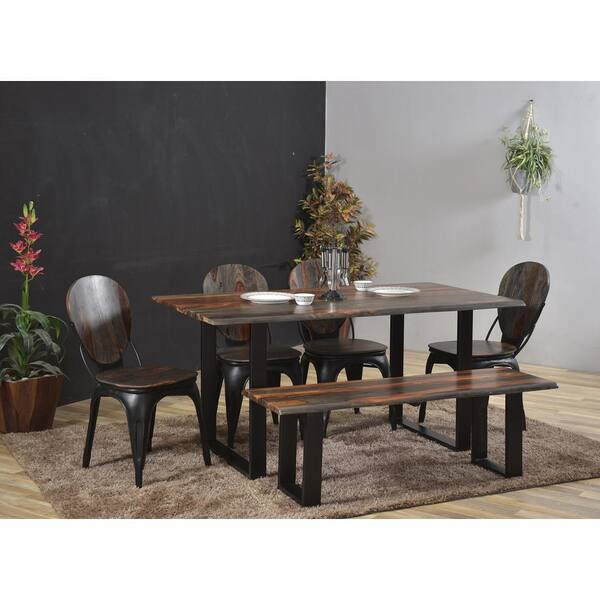 black brown dining bench