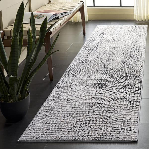 Lunara 2 x 8 Charcoal/Ivory Abstract Runner Rug