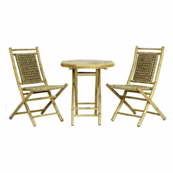 Homeroots Shelly Brown Bamboo Natural Sea Grass Bamboo Modern Dining Chair Set Of 2 The Home Depot
