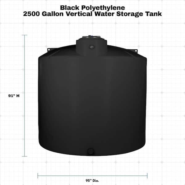 VPC 2500 Gal. Black Polyethylene Vertical Water Storage Tank 85