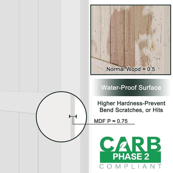 48 in. x 84 in. White Paneled H-Style White Primed MDF Sliding Barn Door with Hardware Kit