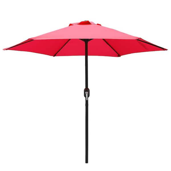 Maypex 7.5 ft. Steel Crank Market Patio Umbrella in Red