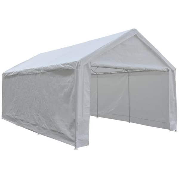 Abba Patio 12 ft. x 20 ft. x 9.7 ft. White Roof Steel Carport