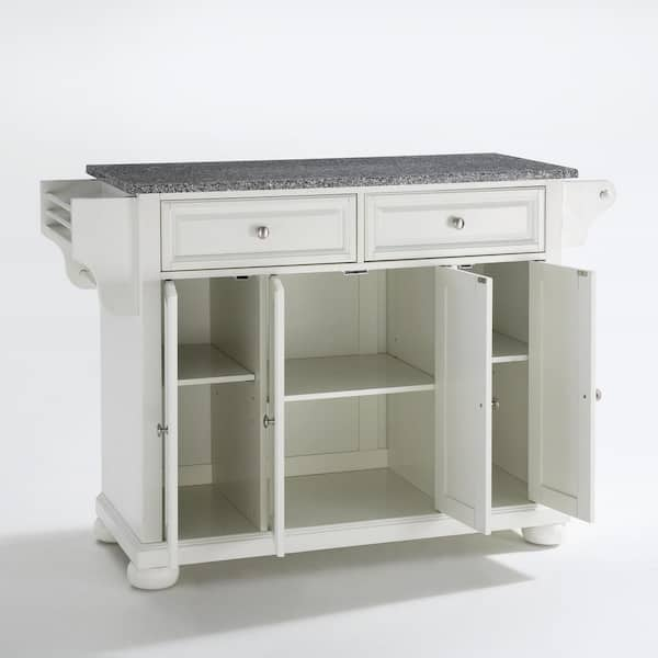 Alexandria Stone Top Portable Kitchen Island/Cart White/White