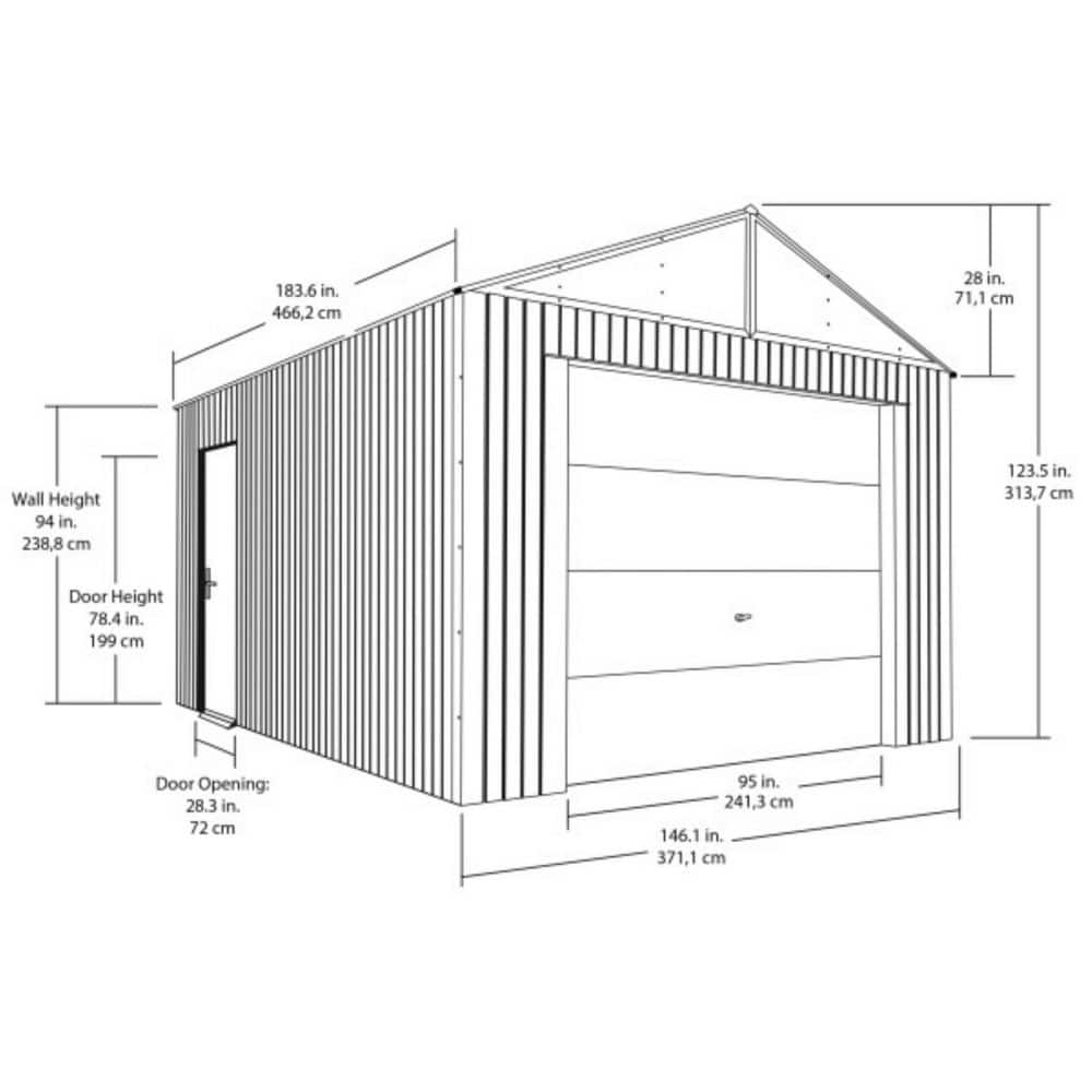 Everest 12' x 15' Gray Metal Garage Kit