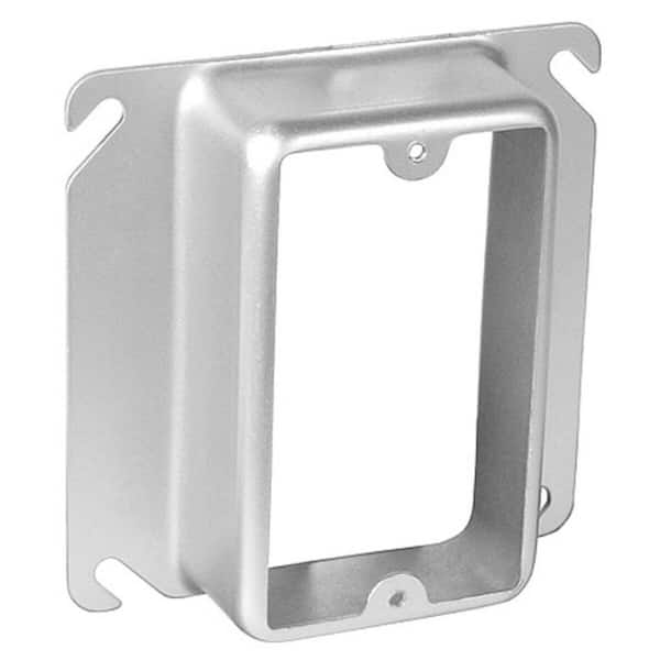 Southwire 4 in. W Steel Metallic 1-Gang Single-Device Square Cover, 1-1/4 in. Raised (1-Pack)