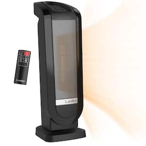 1500W 22 in. Black Electric Tower Oscillating Ceramic Space Heater with Digital Display, Timer and Remote Control