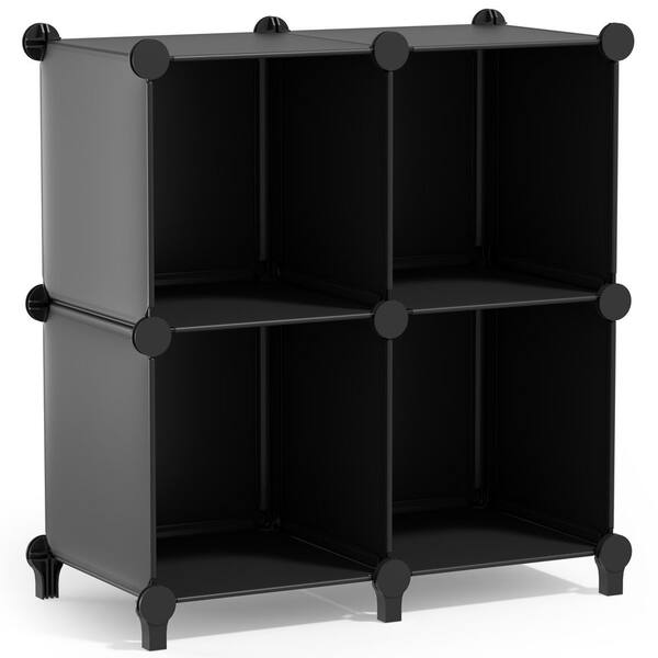 26.5 in H x 25.25 in W x 12.25 in D Black Fabric 4-Cube Storage Organizer, Waterproof Cubby Shelf for Closet