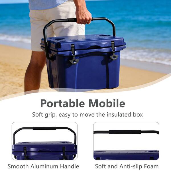 25 qt. Dark Blue Portable Hard Cooler with Bottle Opener and Cup