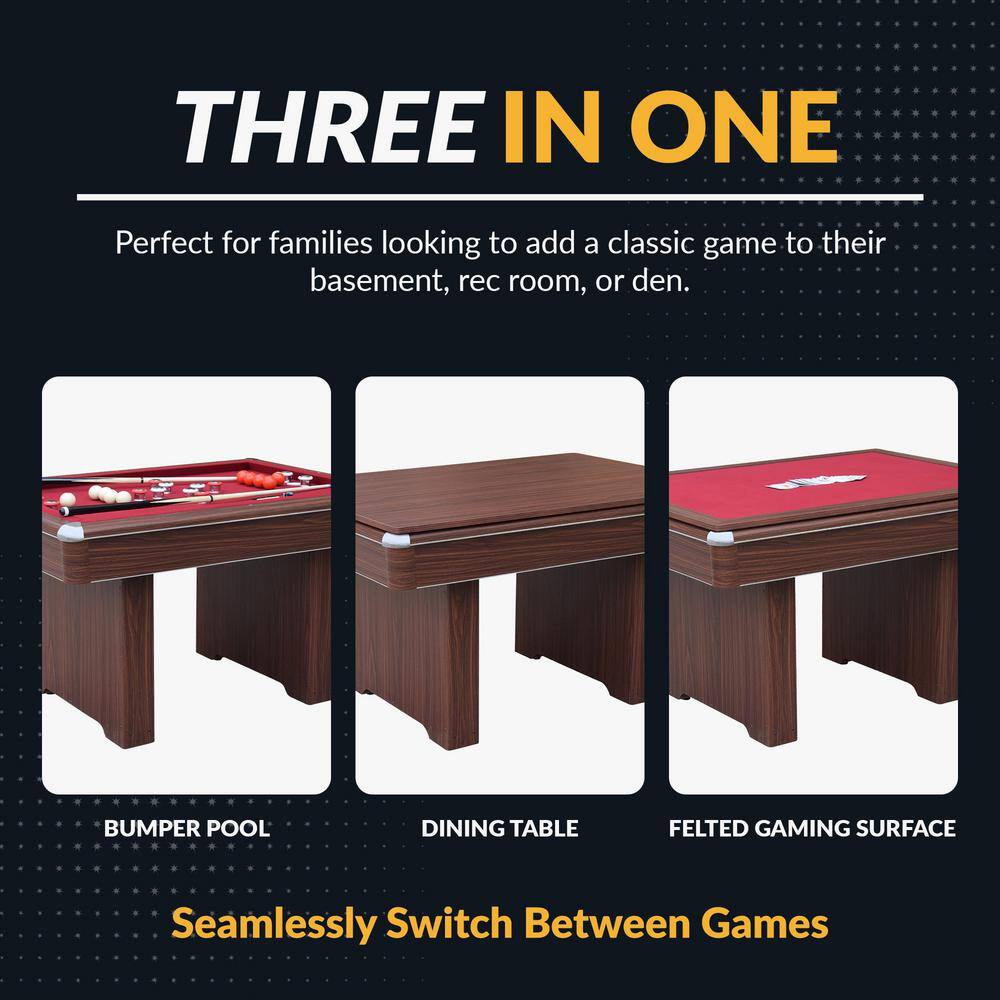 Renegade II 54" Walnut Finish Bumper Pool Table with Red Felt