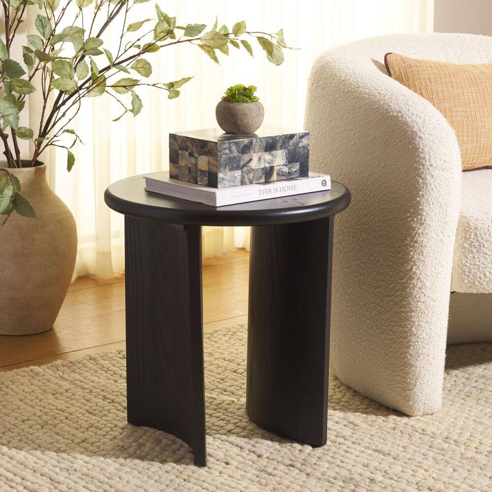 Alanka 19 in. Black Wood Round End Table price history on PriceWatchPro