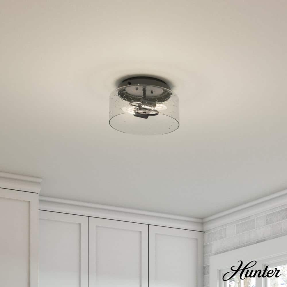 Hartland Noble Bronze Seeded Glass 11.5" LED Flush Mount Light