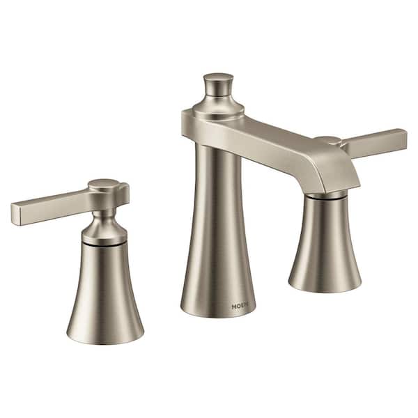 MOEN Flara 8 in. Widespread 2-Handle High-Arc Bathroom Faucet Trim Kit in Brushed Nickel (Valve Not Included)