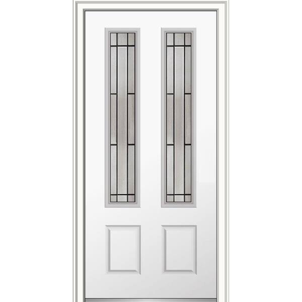 MMI Door 36 in. x 80 in. Solstice Glass Brilliant White Right-Hand 2-Lite Decorative 2-Panel Painted Steel Prehung Front Door
