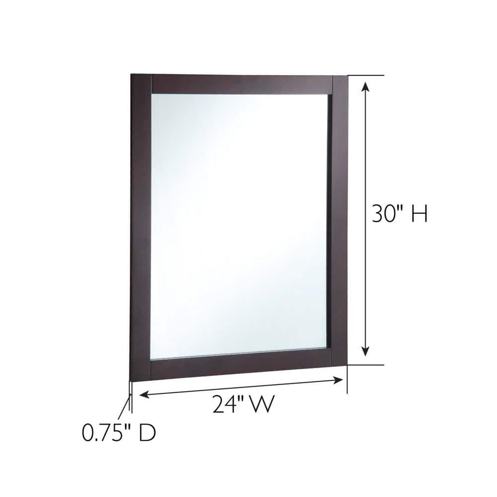 Espresso Wood Framed Rectangular Wall Mirror 30" x 24"