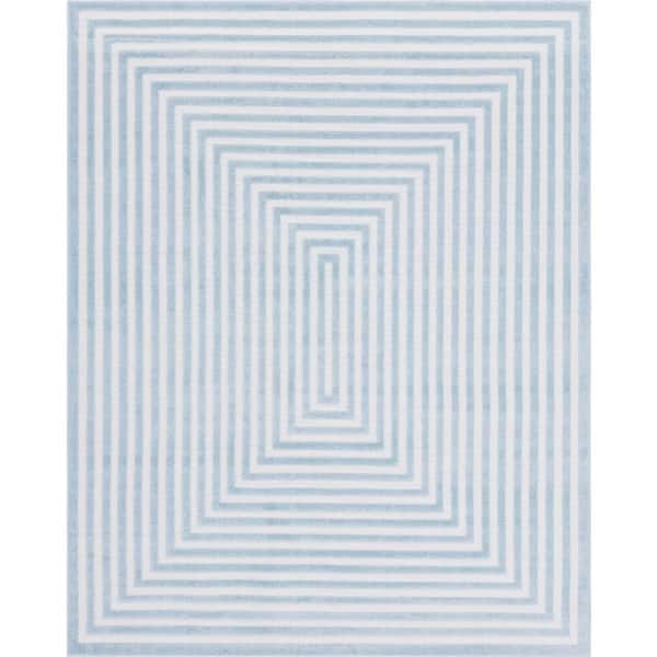 Unique Loom Sabrina Soto Light Blue 8 ft. x 10 ft. Prescott Indoor/Outdoor Area Rug