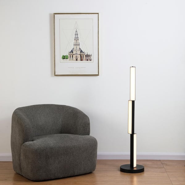 Vidalite Ma'or 43 in. 3-Light Matte Black Modern LED Floor Lamp 