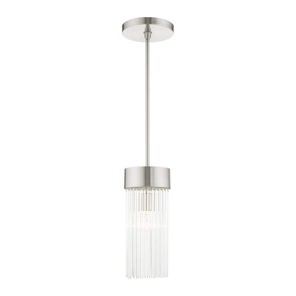 Brushed Nickel Crystal Drum Pendant Light