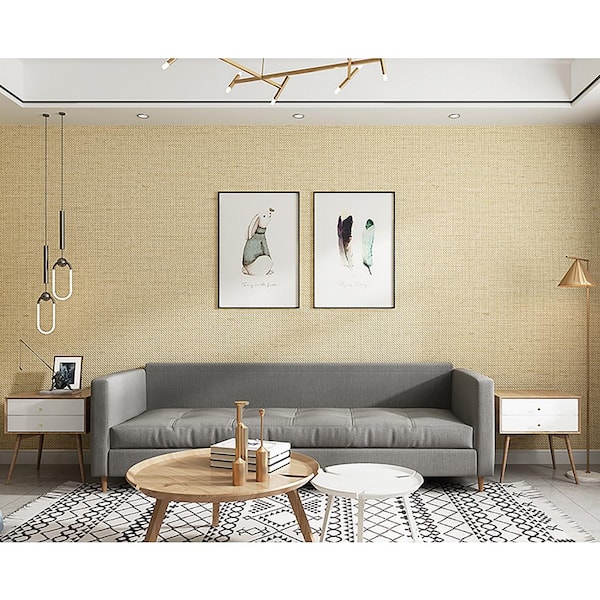 Yellow Linen Texture Vinyl Peel and Stick Wallpaper Roll, 2 ft. x 33 ft./Roll (1 Roll)