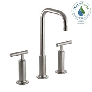 Purist 8 in. Widespread 2-Handle Mid-Arc Bathroom Faucet in Vibrant Brushed Nickel with High Gooseneck Spout