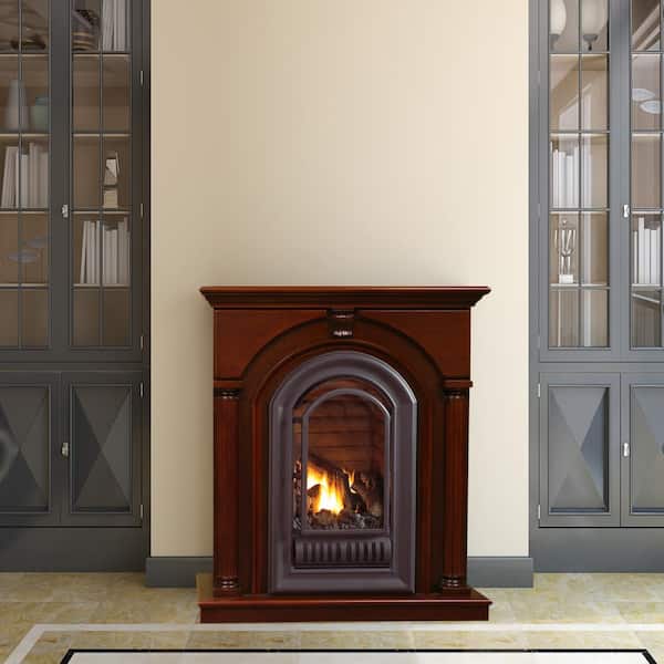 HearthSense 40 in. 20,000 BTU Ventless Liquid Propane Gas Fireplace in Cherry