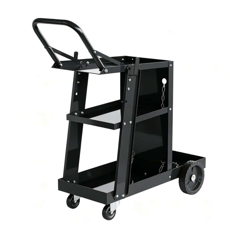 3‑Tier Welding Cart 400 Lbs Welder Cart Rolling Metal Utility Cart with Safety Chains, 360° Swivel Wheels for MIG TIG price history on PriceWatchPro