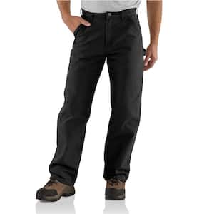 Men's 32 in. x 36 in. Black Cotton Washed Duck Work Dungaree Utility Pant