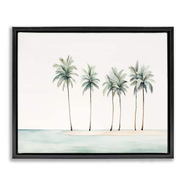 Stupell Industries Summer Palms in a Line by Arlington Prints Black Floater Frame Coastal Graphic Art Print 17 in. x 21 in.