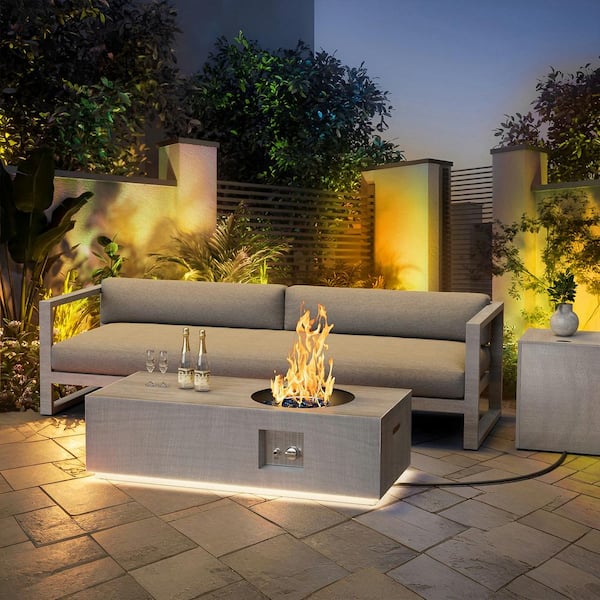 eVita 48 in. 50,000 BTU Rectangle Outdoor Propane Gas Fire Pit Table in Gray with Golden Light