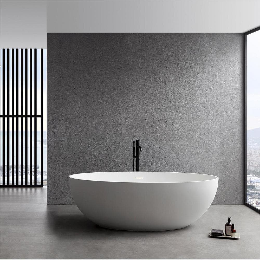 67 in. L x 40 in. W Stone Resin Solid Surface Flatbottom Freestanding Bathtub in White price history on PriceWatchPro
