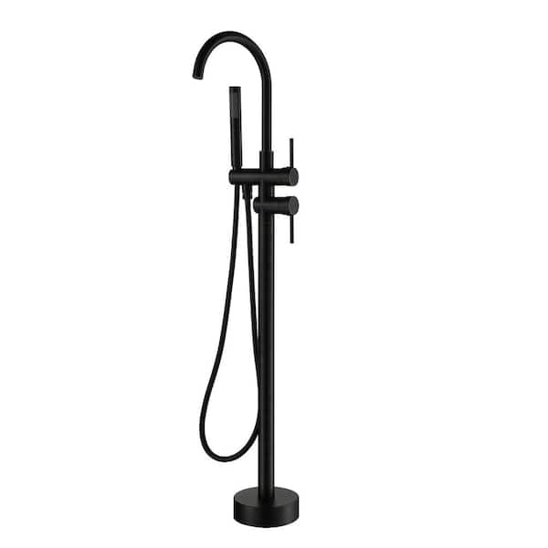 cadeninc Double-Handle Floor Mounted Claw Foot Freestanding Tub Faucet in Oil Rubbed Bronze