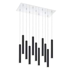 Forest 5-Watt 11-Light Integrated LED Chrome Shaded Chandelier with Matte Black Steel Shade