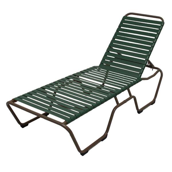 Unbranded Marco Island Brownstone Commercial Grade Aluminum Patio Chaise Lounge with Green Vinyl Straps (2-Pack)