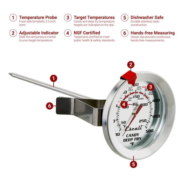 Escali Candy/Deep Fry Dial Thermometer Short Stem AHC1 - The Home Depot
