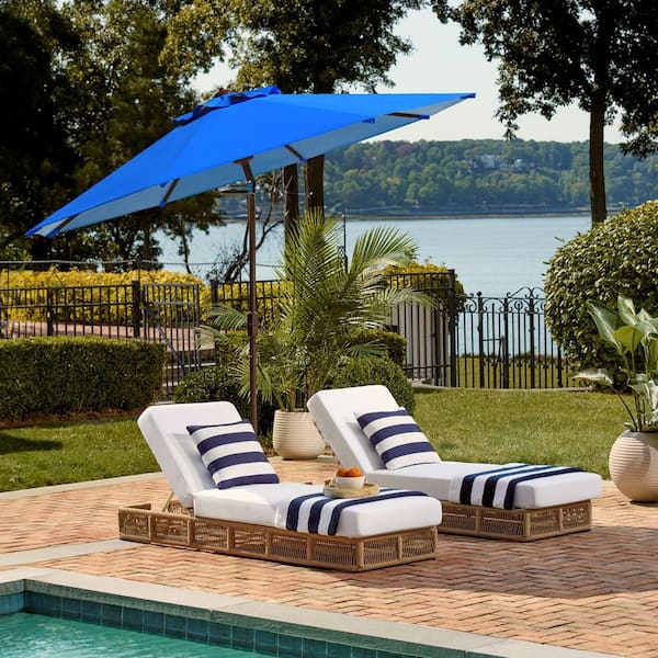 9 aluminum patio umbrella Safavieh Uv Resistant Ortega 9 ft Auto Tilt Crank Umbrella