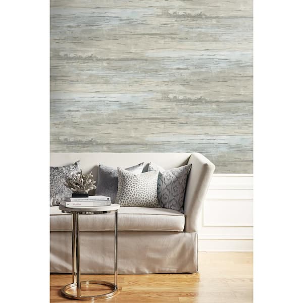 Cyprus Plank Greige, Blue Mist, and Off-White Faux Paper Strippable Roll (Covers 60.75 sq. ft.)