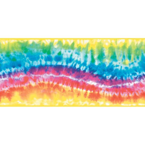 The Wallpaper Company 8.5 in. x 15 ft. Primary Colored Tie-Dye Border