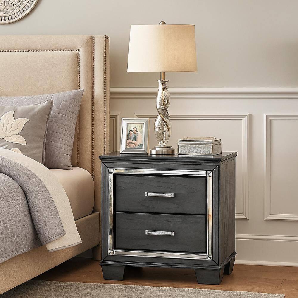 Gray 2 Drawer 28 in. W Nightstand