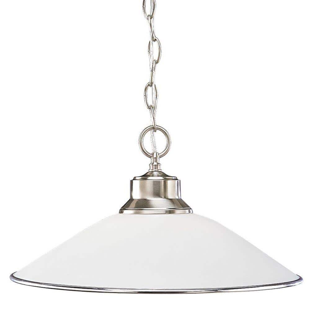 Mini Brushed Nickel Glass Pendant Light with Satin Opal Diffuser