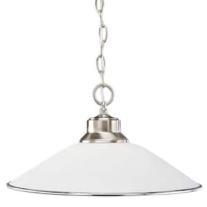 1-Light Brushed Nickel Pendant with Opal Etched Glass