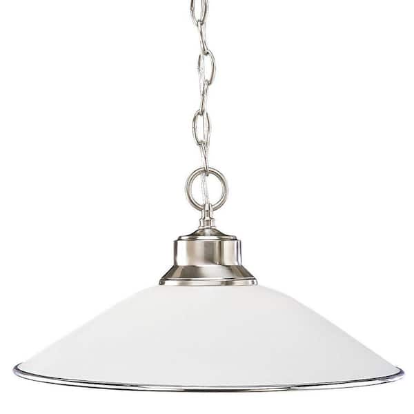 Progress Lighting 1-Light Brushed Nickel Pendant with Opal Etched Glass