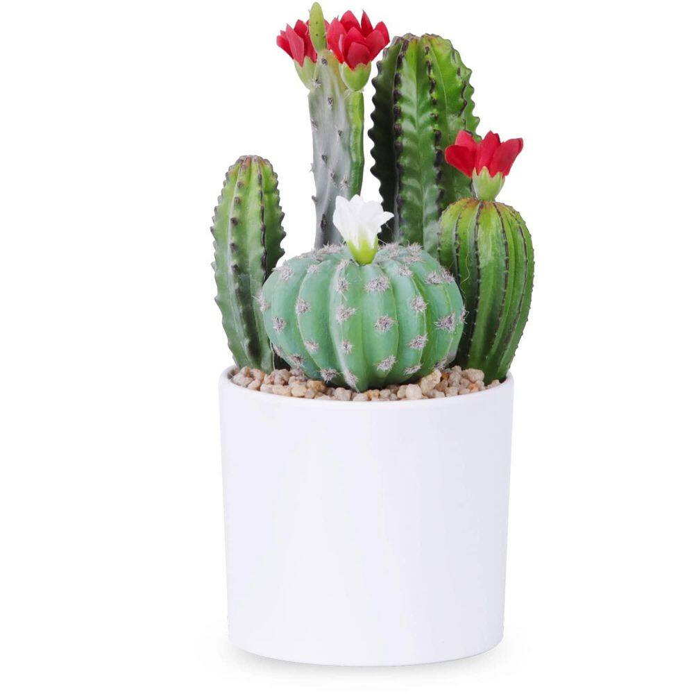 Afoxsos 3.5 in. Green Indoor Outdoor Artificial 7.9 in. Cactus