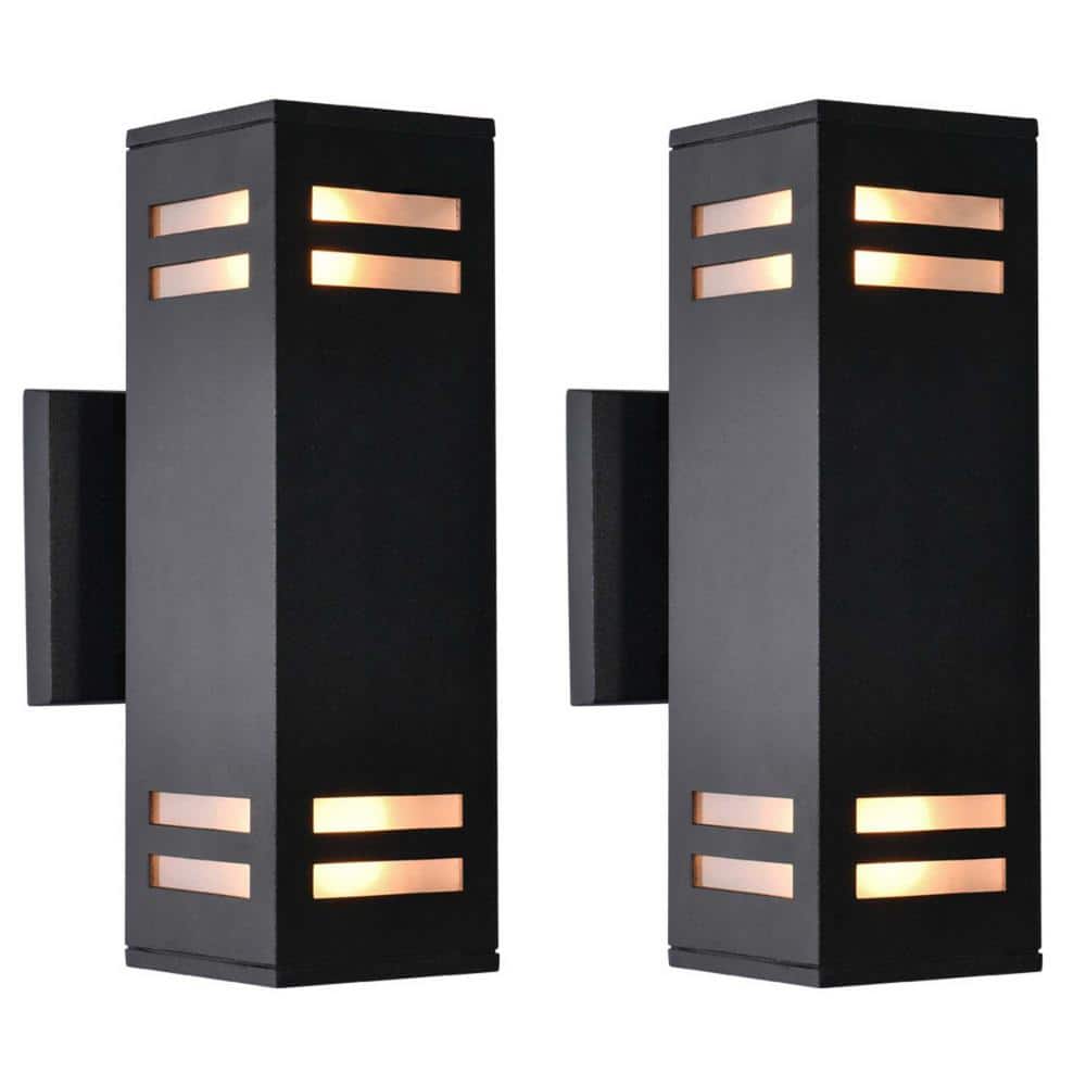 Bowning 11 in. Mid-Century Modern Black Outdoor Hardwired Waterproof Lantern Wall Sconces with No Bulbs Included 2-Pack price history on PriceWatchPro