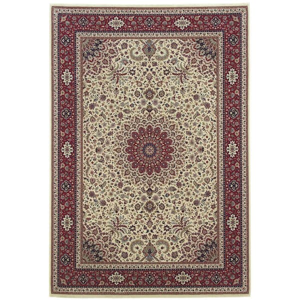 4 x 6 Ivory, Green Oriental Washable Area Rug