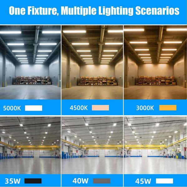WYZM 3.38 ft. 35/ 40/45-Watt CCT Adjustable LED White Shop Light