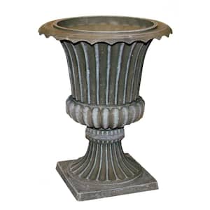 Imperial 14 in. H x 11 in. W Washed Gray Fiber-Resin Urn