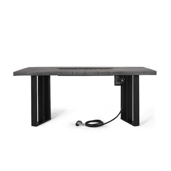 Boosicavelly 35 in. W x 30 in. H Iron Rectangle Gas Burning Outdoor Fire Pit in Grey
