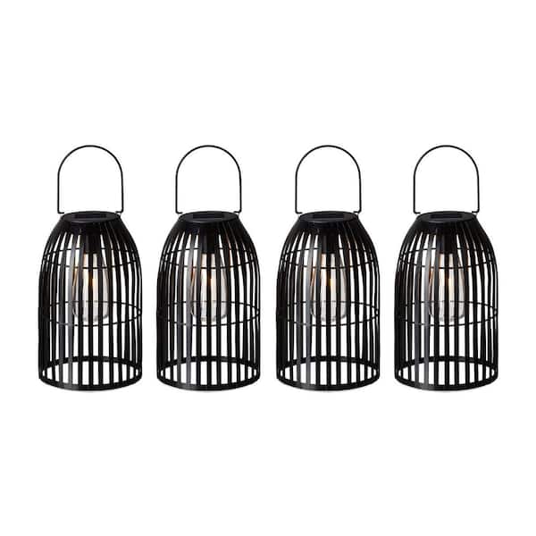 Glitzhome 9.75 in. H Metal Woven Black Solar Powered Outdoor