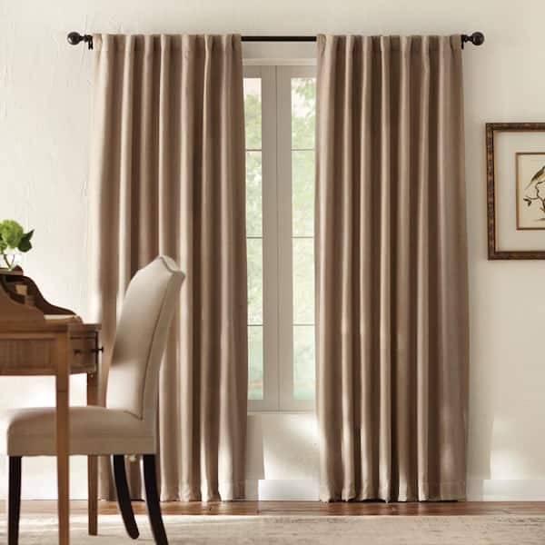 Home Decorators Collection Tweed Room Darkening Window Panel in Taupe - 50 in. W x 108 in. L