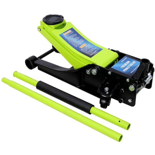 Tidoin 4-Ton Green Heavy Duty Steel Racing Floor Jack with Dual Piston Lift Pump, Lifting Range 2.5 in.-20 in.